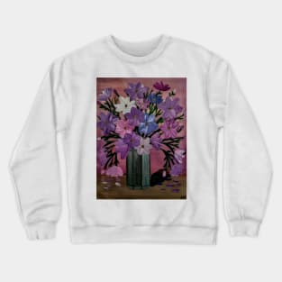 mixed pink and purple flowers in a vase Crewneck Sweatshirt
